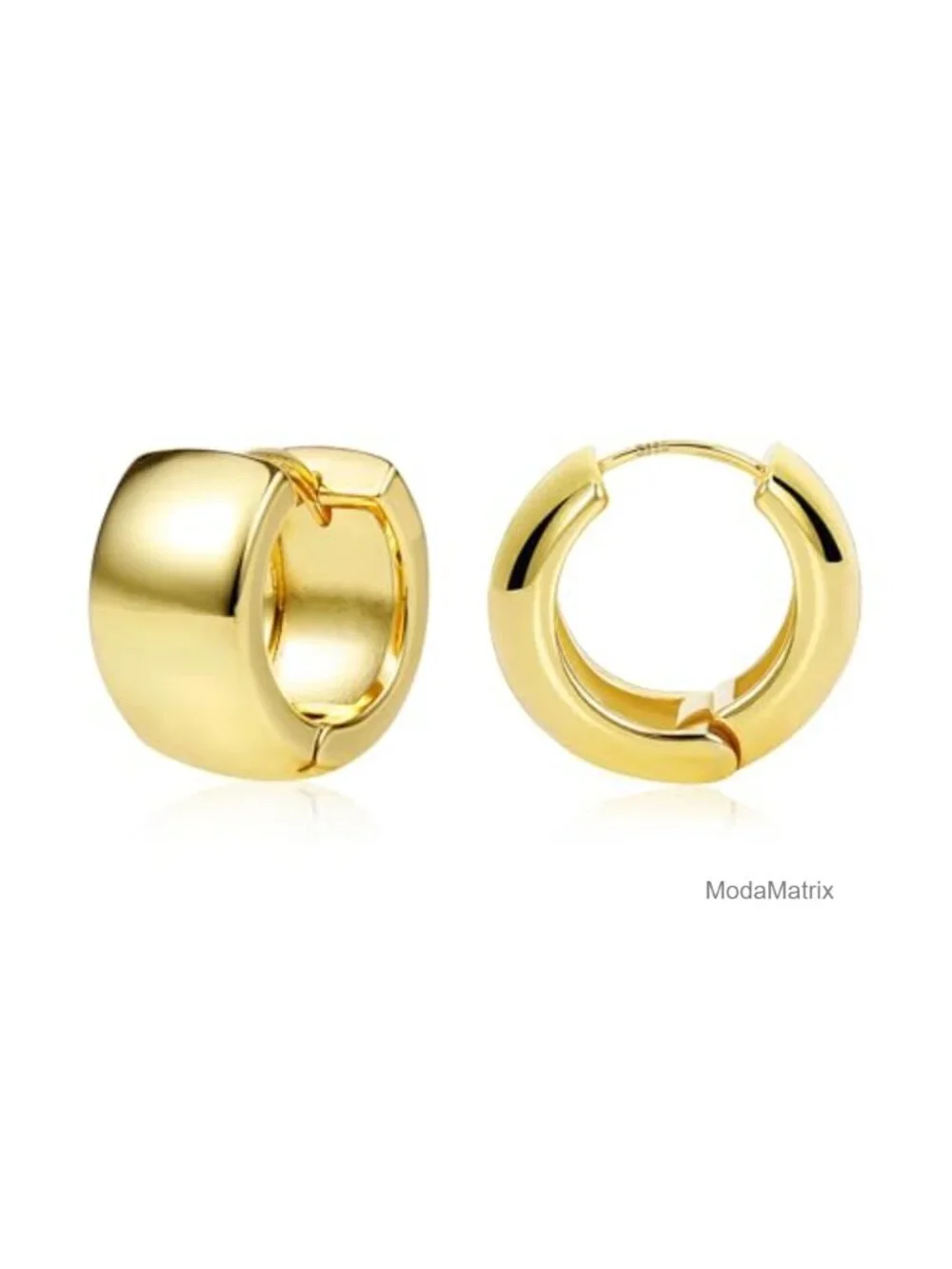 14k Gold Plated Sterling Silver Chunky Huggie Hoop Earrings for Women